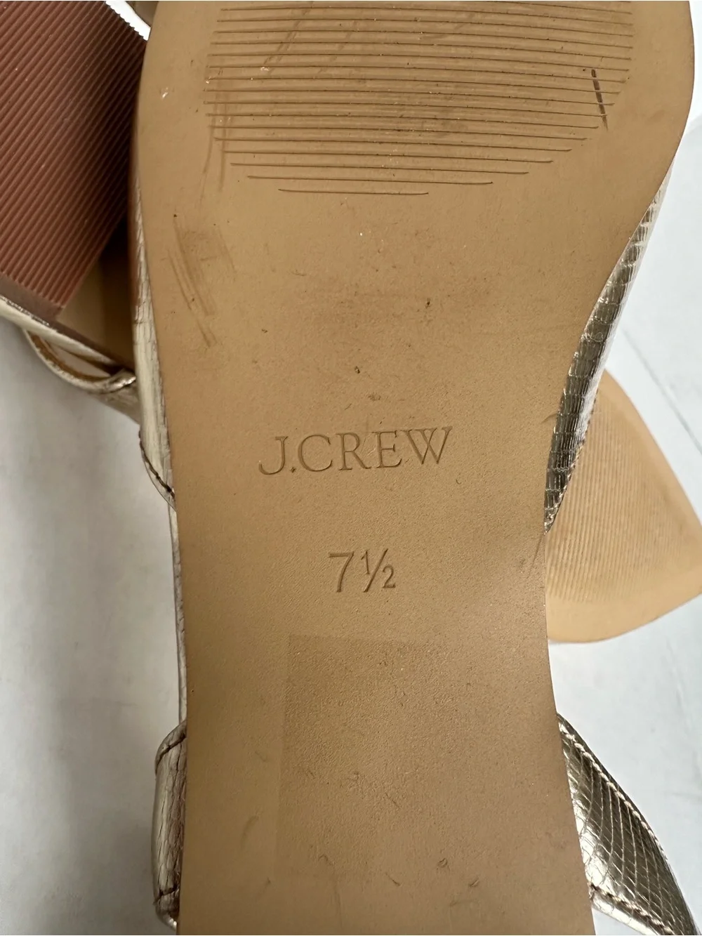 Crew Factory Metallic Gold Lizard Slingback Flats Pointed Toe Women’s 7.5